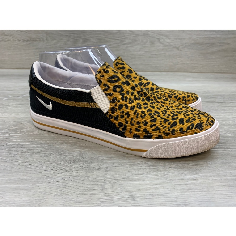 Nike Court Legacy Slip Leopard Print Black Women's 7.5 Athletic Casual Shoes